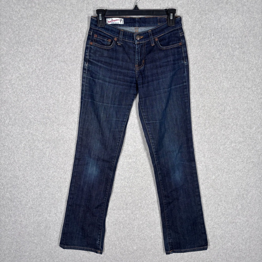 Red Engine Low Rise Jeans 26 Dark Wash Straight Leg ‎ Vintage Denim Faded USA